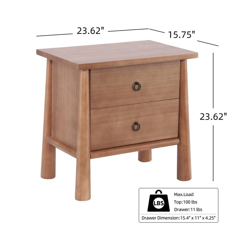 Christopher Knight Home - Modern Minimalist 23.62" Nightstand with Solid Wood Round Tapered Legs, Multi-Functional Use
