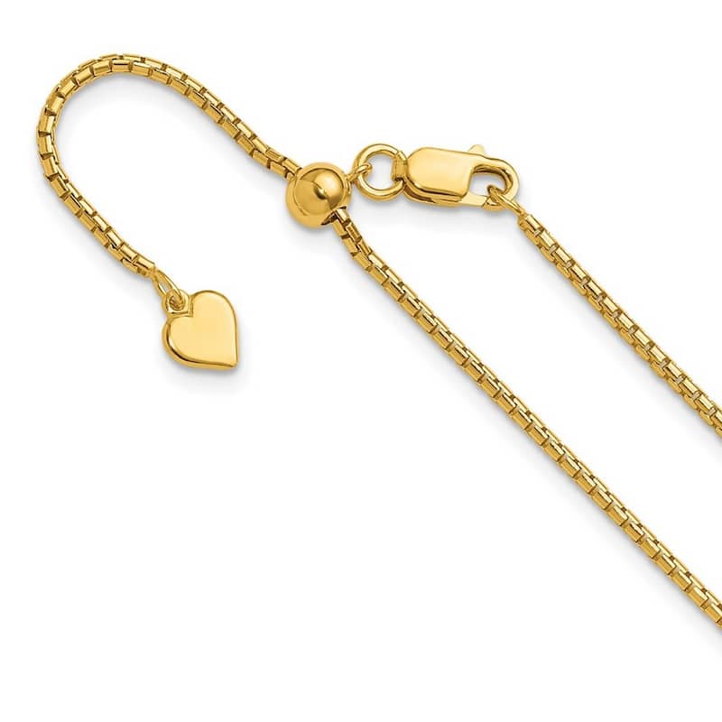 Curata 925 Sterling Silver Gold Plated Adjustable 1.5mm Round Box Chain Necklace