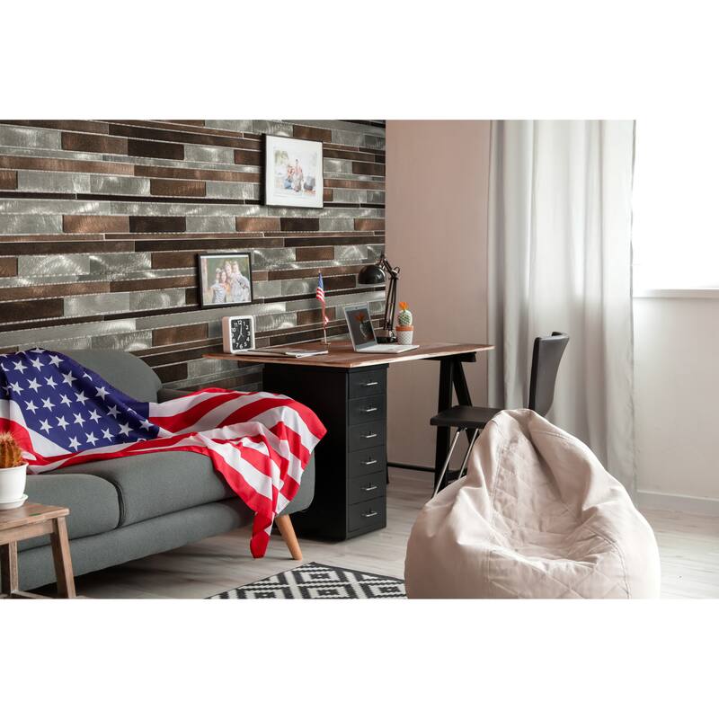 The Tile Life Mason 1x3 Noce Metal Backsplash Wall Tile