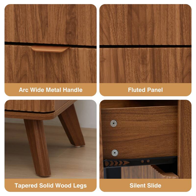 23.62in.W End Table 3-Drawer Nightstand with Charging Station