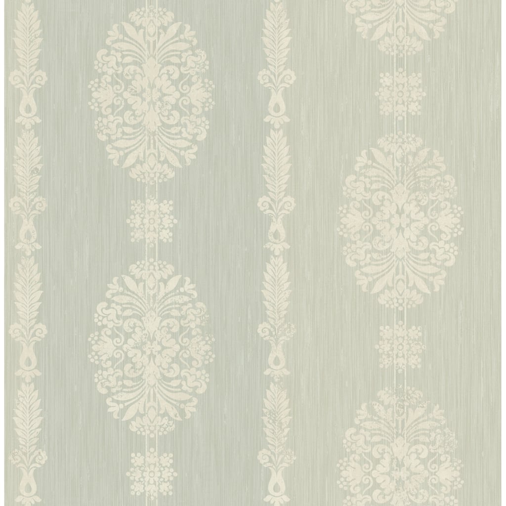 Seabrook Designs Johna Floral Stripe Unpasted Wallpaper