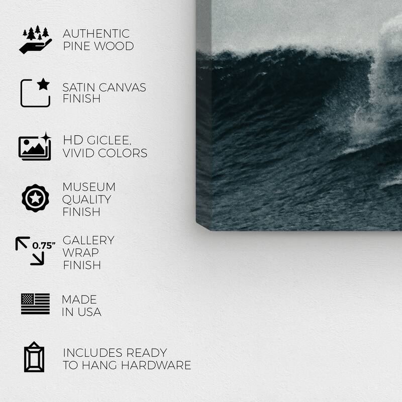 Wynwood Studio Canvas Sports and Teams Catch the Wave Black and Dark Gray Nautical & Coastal Wall Art Canvas Print