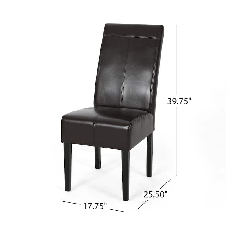 T-stitch Chocolate Brown Bonded Leather Dining Chair (Set of 4) by Christopher Knight Home