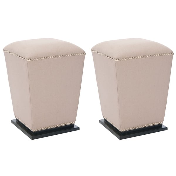slide 2 of 4, SAFAVIEH Mason Beige Fabric Ottoman (Set of 2) Beige (Set of 2) - 14"W x 14"D x 20"H