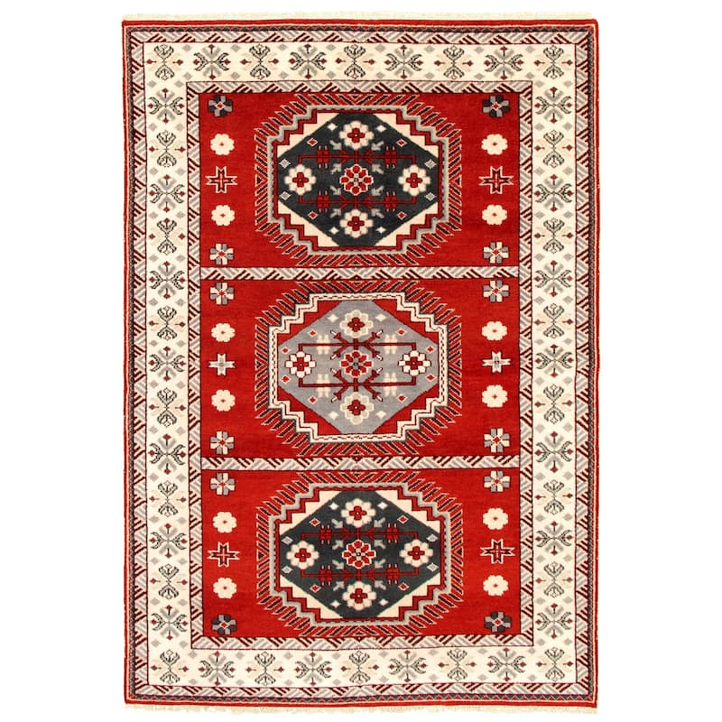 ECARPETGALLERY Hand-knotted Kazak Royal IV Red Wool Rug - 6'0 x 9'0