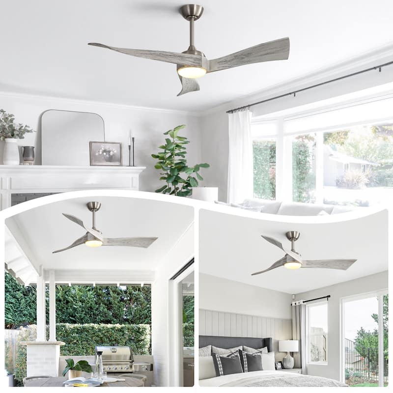 Sofucor 52 Inch Farmhouse Indoor&Outdoor Ceiling Fan with Remote,LED Light Optional