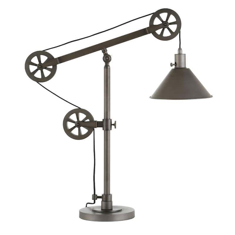 Carbon Loft Tirith Industrial Farmhouse Table Lamp with Pulley System