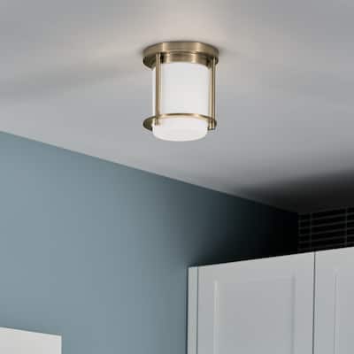 Kichler Lighting Brit 7.25 in. 1-Light Champagne Bronze Flush Mount Light with Satin Etched Glass