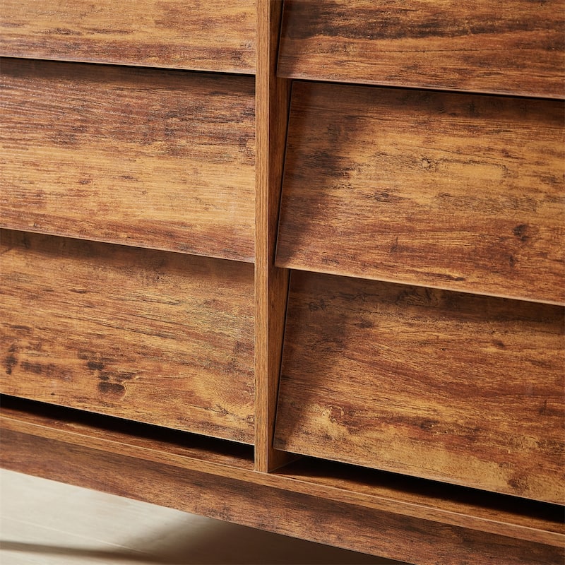 6 Drawer Double Dresser Features Vintage-Style and Bevel Design