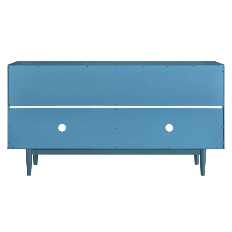 Buffet Cabinet with 4 Convex Pattern Doors, Storage Cabinet with 2 Silver Handle, Sideboard Cabinet with Adjustable Shelves