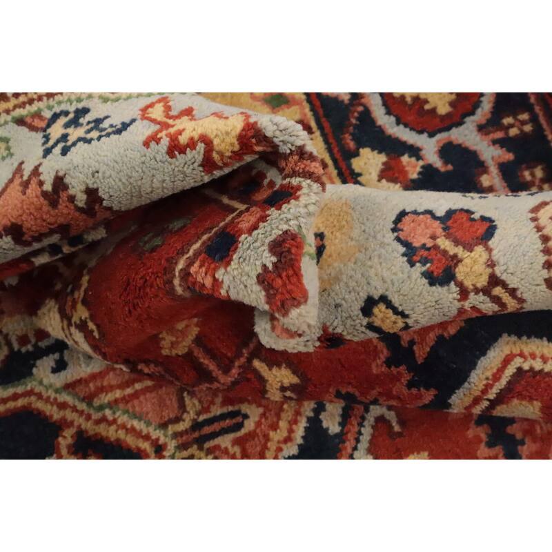 Hand Knotted Oriental 100% Wool Carpet Traditional Medallion Oranges & Rust Heriz (serapi) Area Rug - 9' 10'' X 8' 0''
