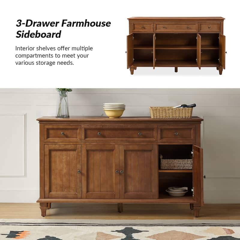 Ottfried Traditional 58'' Wide Sideboard with 3 Drawers and 4 Doors by HULALA HOME