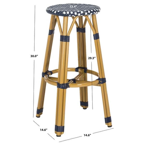 dimension image slide 0 of 2, SAFAVIEH Outdoor Kelsey 30-inch Bar Stool (Fully Assembled) - 14.60" W x 14.60" D x 29.50" H