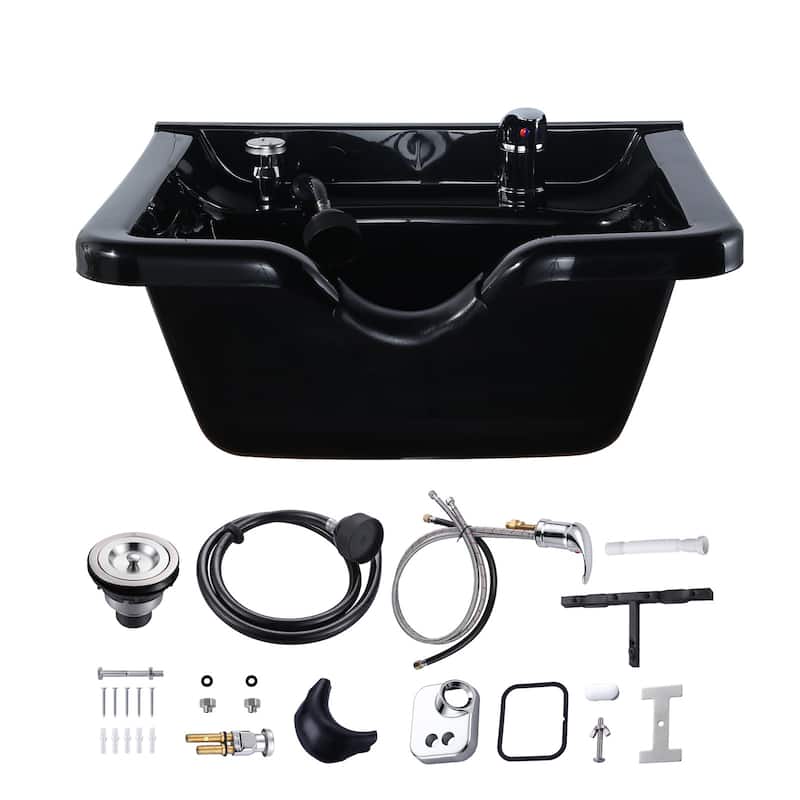 WOWOW Professional Shampoo Bowl for Salon - Matte Black - 21.7 X 19.3 X 10.5inch