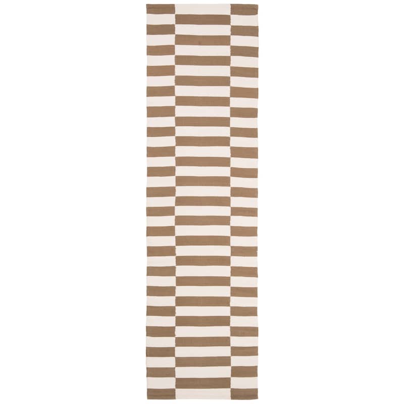 Lauren Ralph Lauren Ludlow Stripe Nautical & Coastal Cotton Rug - 2'3" x 8' Runner - Sepia