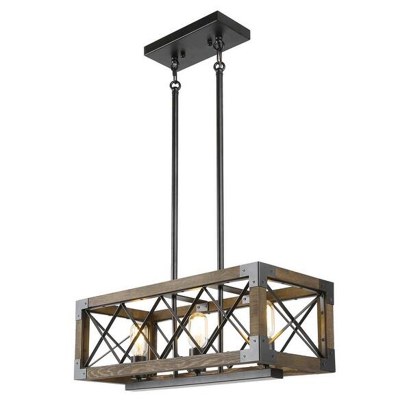 Farmhouse 3 Light Wood Linear Island Chandelier For Dining Room L23 5 Xw10 Xh10 Overstock 30261598