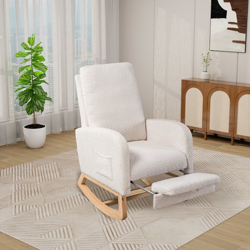 Modern Boucle Accent Rocking Chair, Set of 1