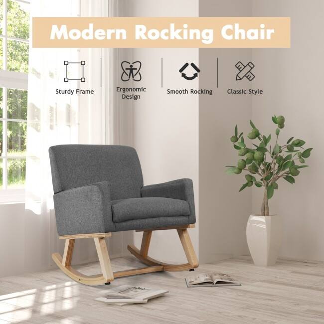 Rocking Chair Upholstered Armchair with Lumbar Support