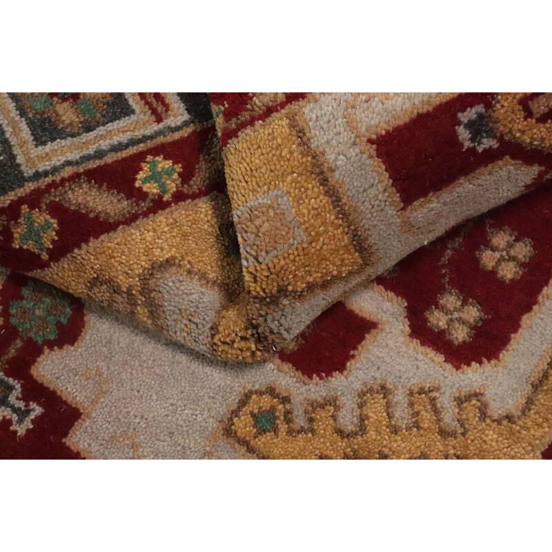 Hand Knotted Oriental 100% Wool Carpet Traditional Geometric Beige & Ivories Viss Area Rug - 5' 9'' X 4' 0''