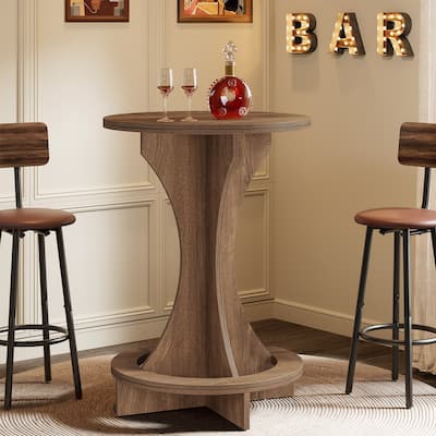 Round Bar Table, 35.4-Inch Tall Bistro Pub Table for Home Bar