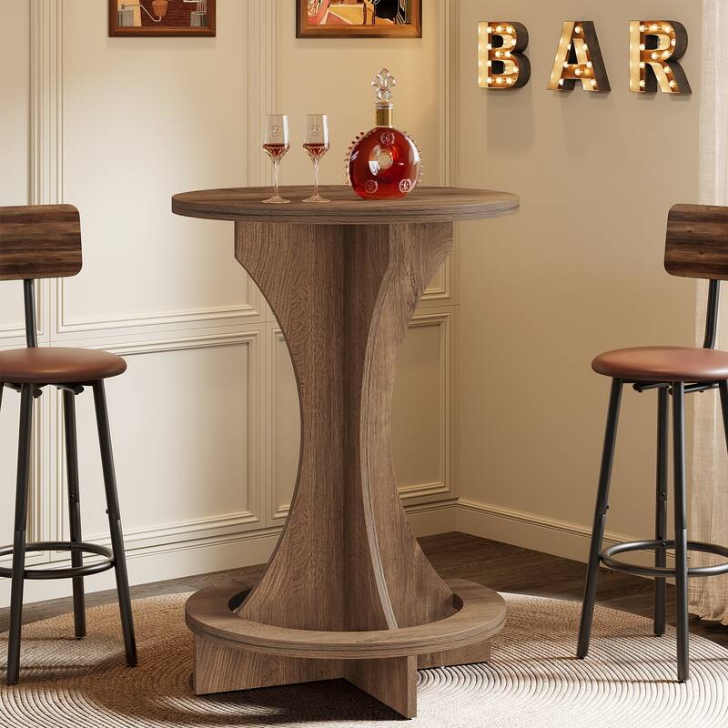 Small Round Bar Table Tall Bistro Pub Table for Home Bar, Kitchen