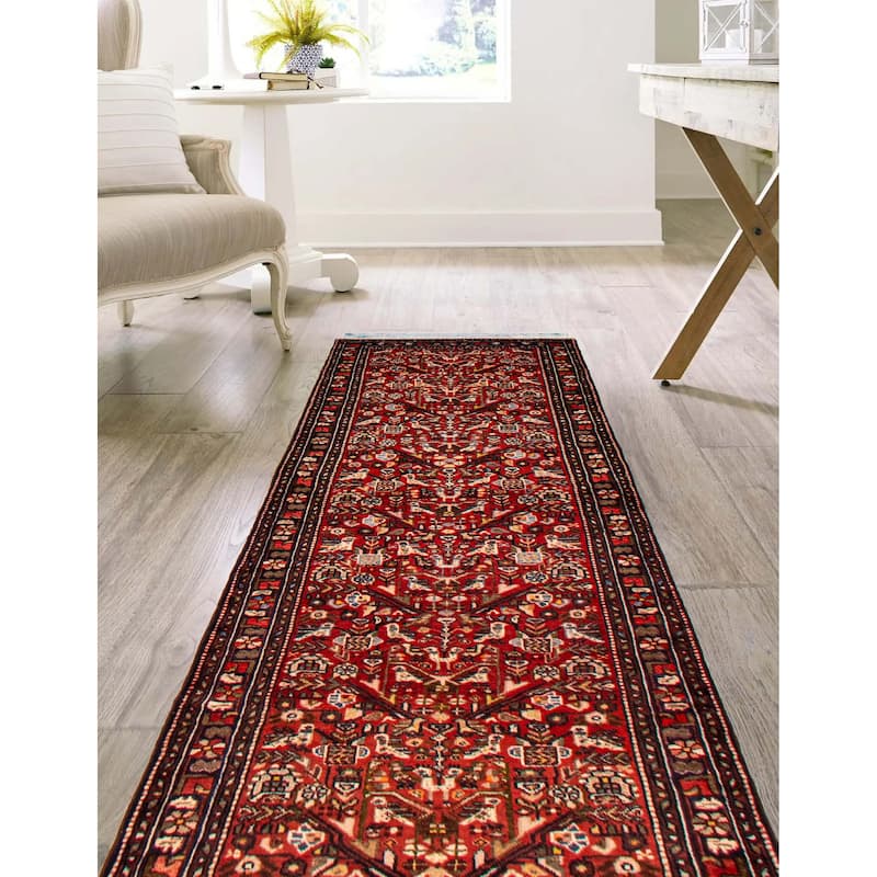 ECARPETGALLERY Hand-knotted Andelz Red Wool Rug - 3'3 x 9'9