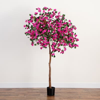 Bougainvillea Artificial Potted Tree - 7' - Pink and Green