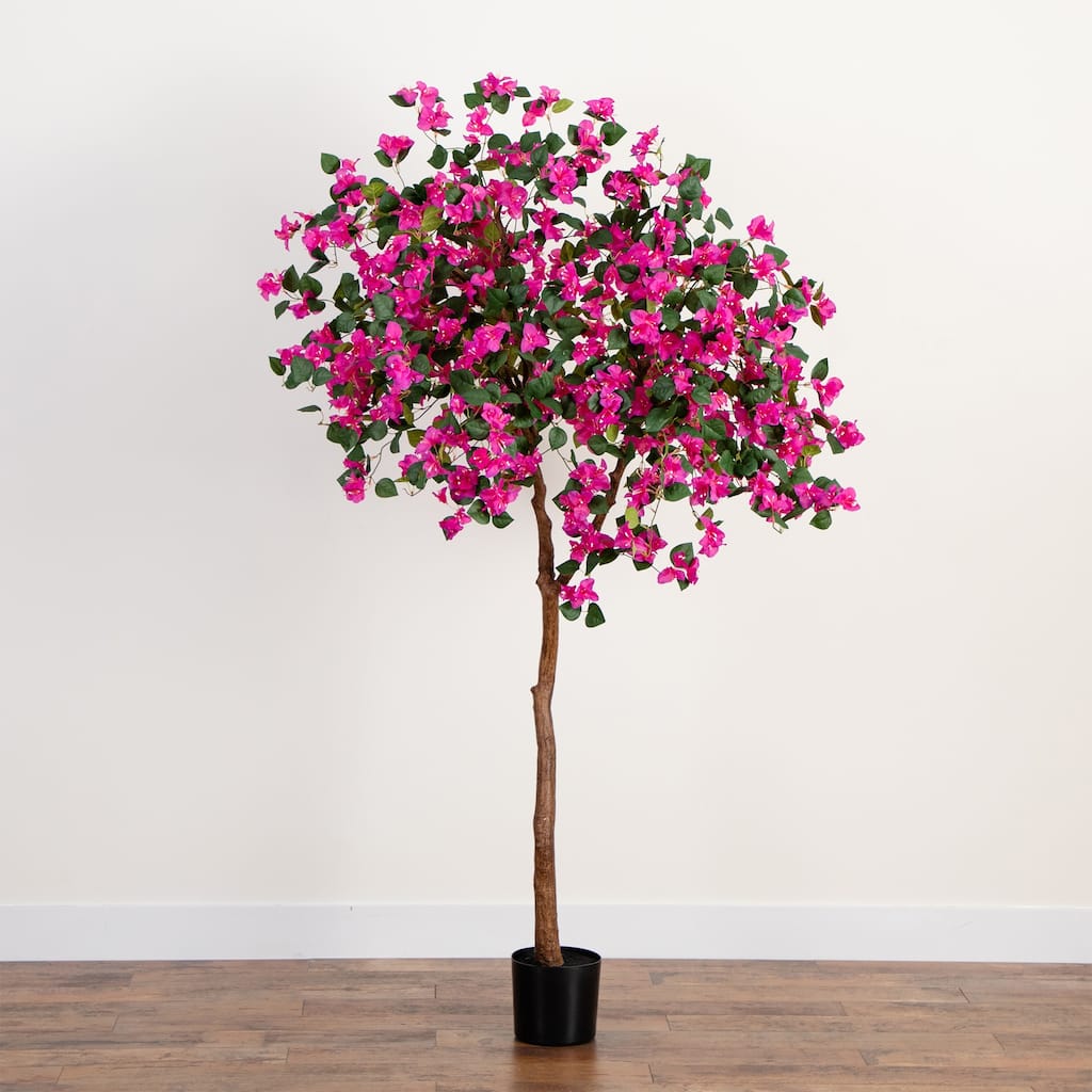 Bougainvillea Artificial Potted Tree - 7' - Pink and Green