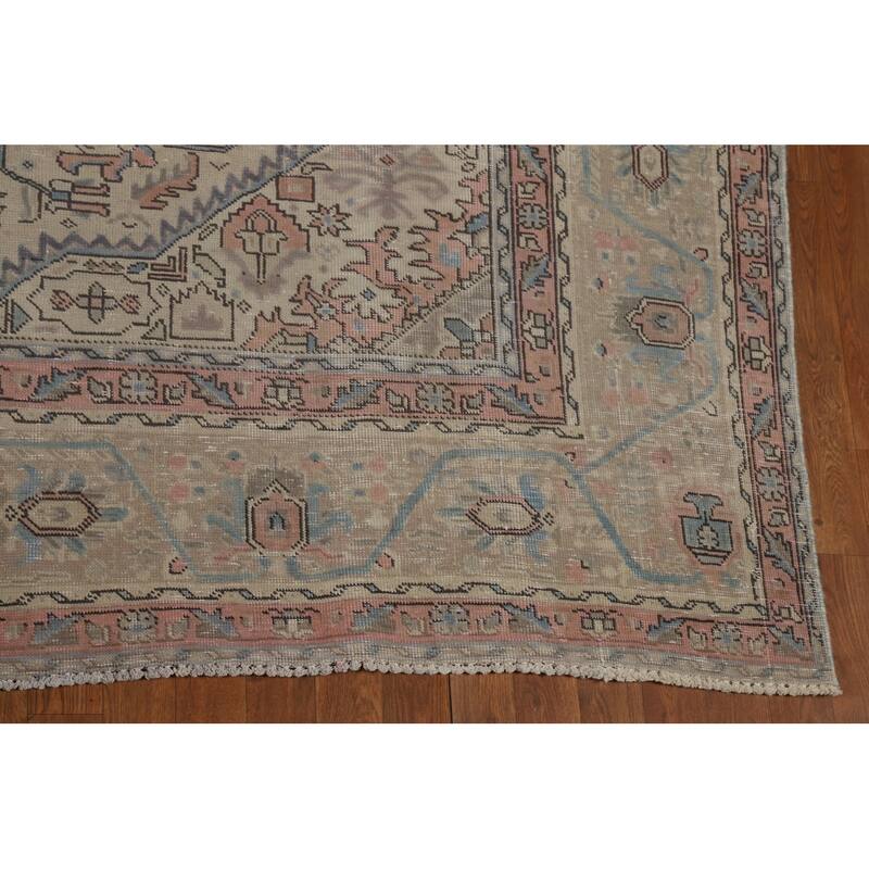 Geometric Tabriz Persian Area Rug Oriental Hand-Knotted Wool Carpet - 8'0"x 10'6"