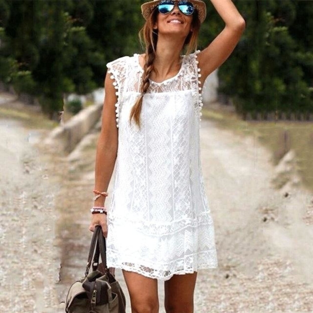 Shop Styledome Women Casual Sleeveless Beach Short Dress Tassel