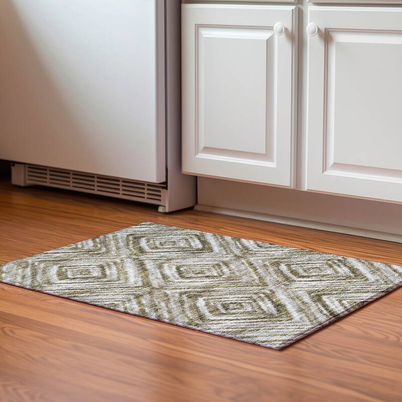 Premium Washable Super Soft Modern Diamond Mayfield Rug - Brown - 1' 8" x 2' 6" - Rectangle