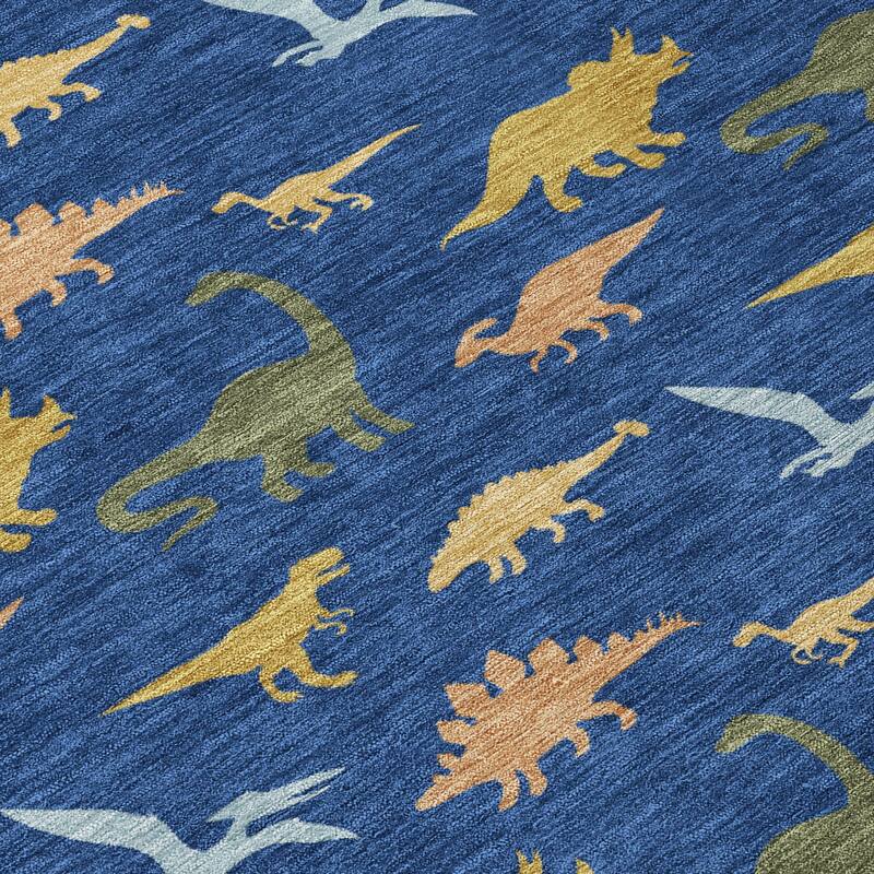 Machine Washable Indoor/ Outdoor Modern Dinosaur Chantille Rug