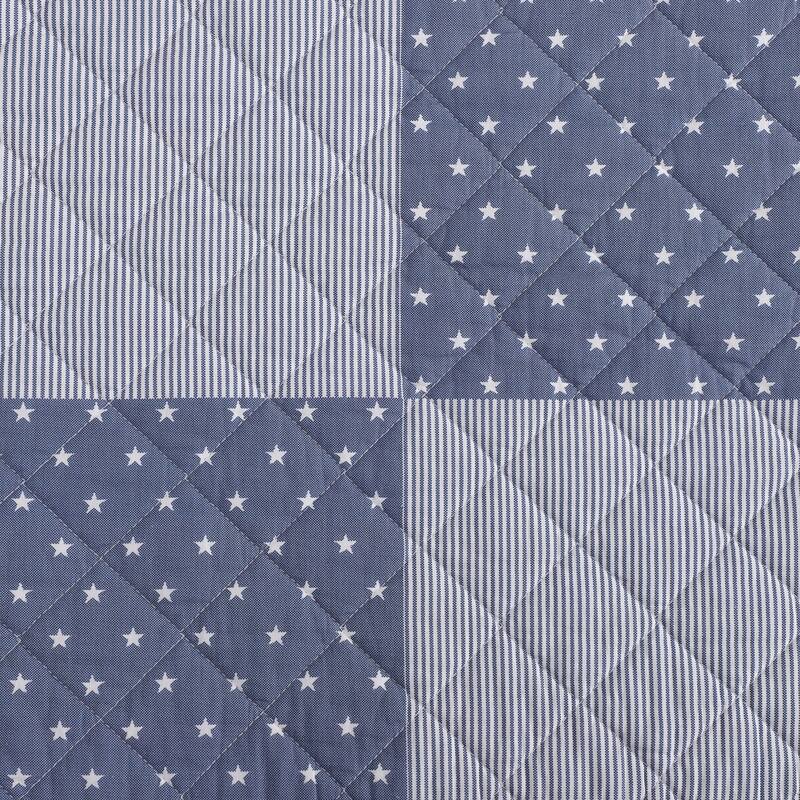 Tommy Hilfiger Ithaca Stargaze Patchwork Blue Cotton Reversible Quilt Set