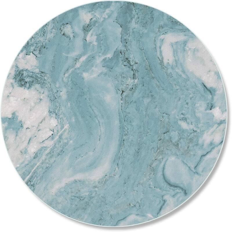 Teal Quartz Design 4mm Heat Tolerant Round Tempered Glass Cutting Board 16" Round Made in the USA, Cake Plate, Pizza Stand - Multi