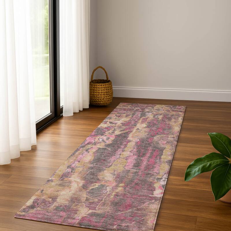 Premium Washable Super Soft Contemproary Rugged Mayfield Rug - Blush - 2'3" x 7'6"