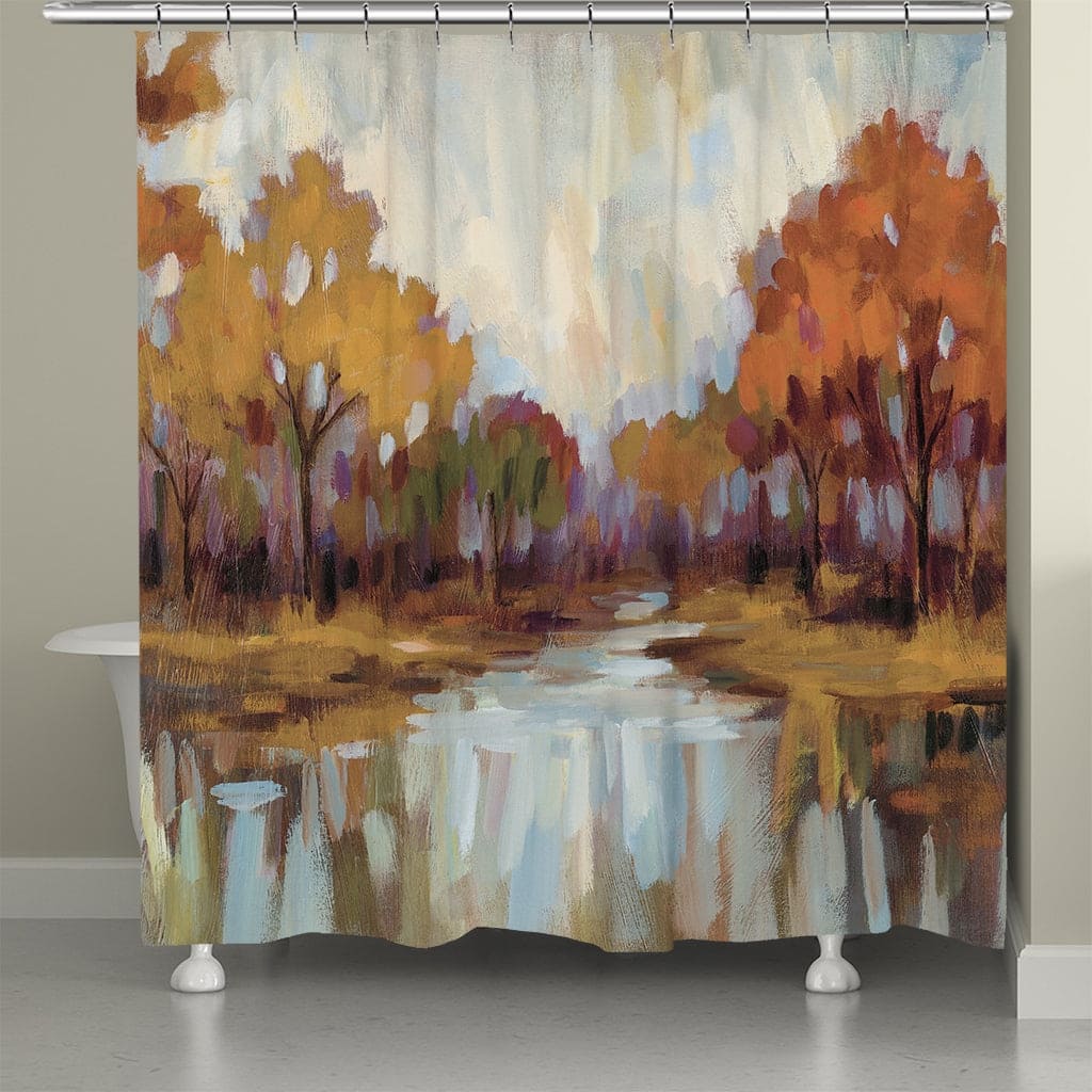 Laural Home Fall Aquarelle Purple Shower Curtain 71x72