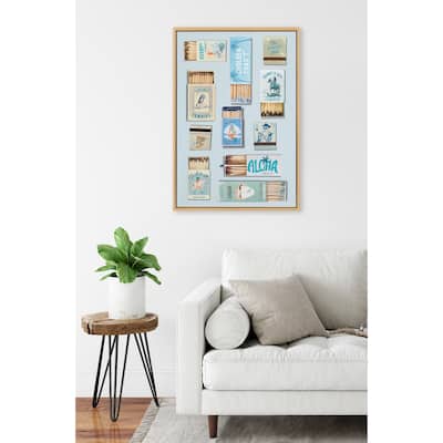 Sylvie Retro Matchbox Blue Coastal Cowgirl Framed Canvas by Honey Island Studio