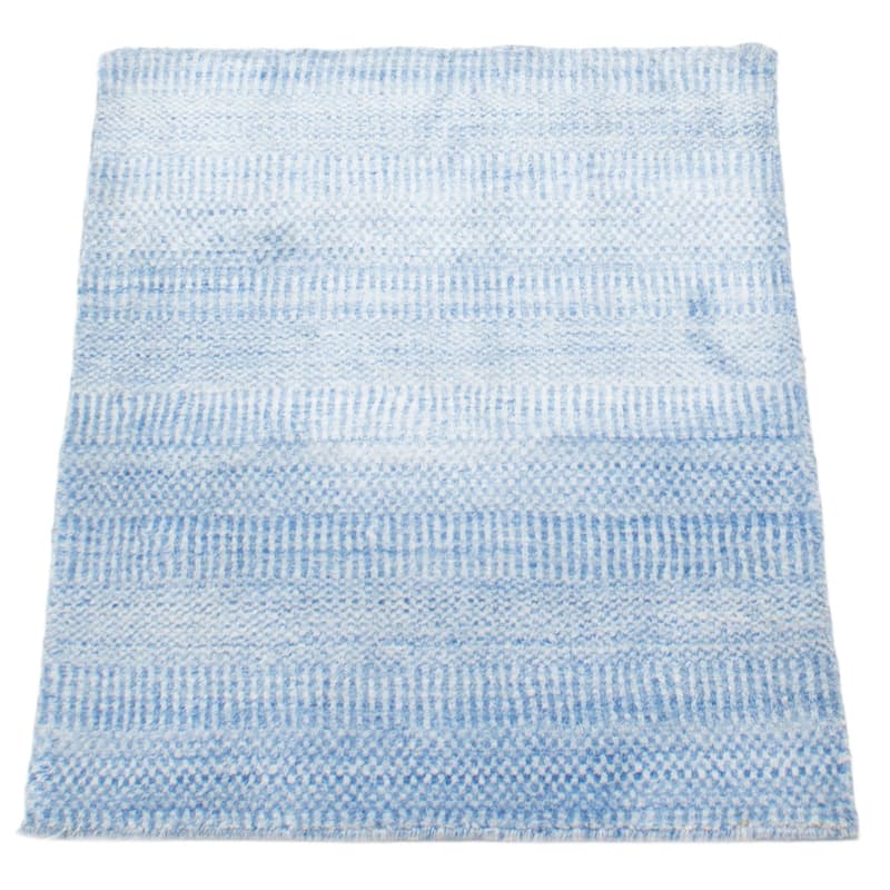 ECARPETGALLERY Hand Tufted Pearl Blue Wool Rug - 2'0 x 3'0