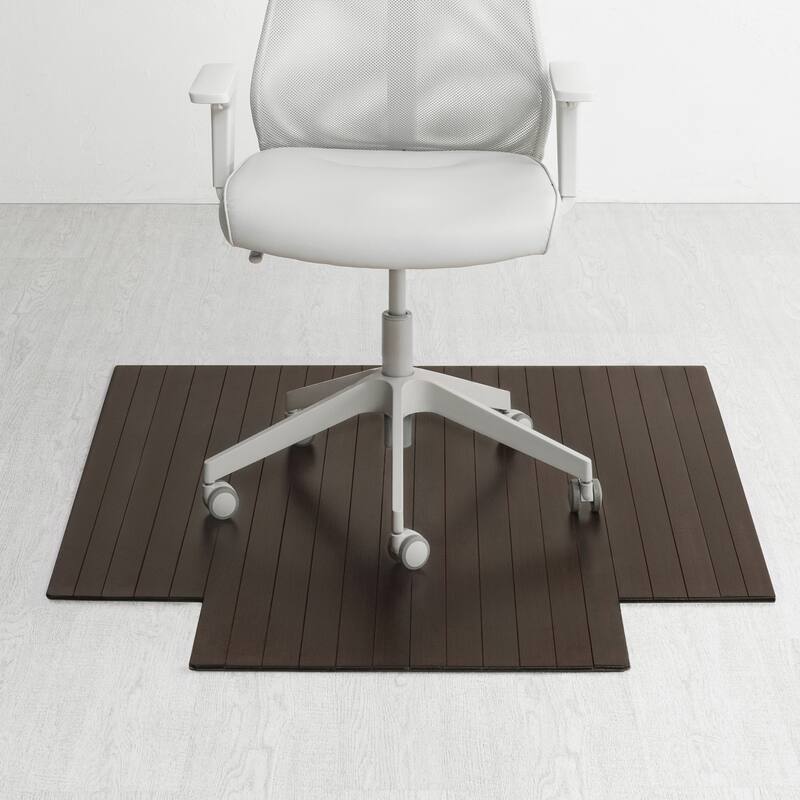 Jani Eco Bamboo Roll-Up Rectangular Chair Mat with Lip - Protective and Eco-Friendly, Heavy Duty for Office and Home - Espresso