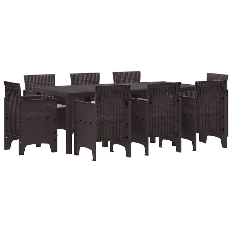 vidaXL Garden Dining Set 7/9 pcs Anthracite/Brown Polt rattan - 200 x 100 x 73 cm