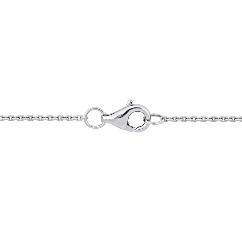 Miadora 3ct TGW Blue Sapphire 3/8ct TDW Diamond Heart Halo Necklace in 14k White Gold