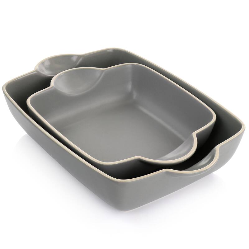Gibson Home Rockaway 2 Piece Stoneware Nesting Bakeware Set in Grey - 2 Piece