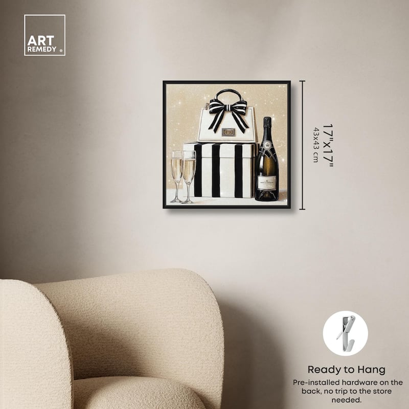 Black and White Striped Glam Canvas by Art Remedy