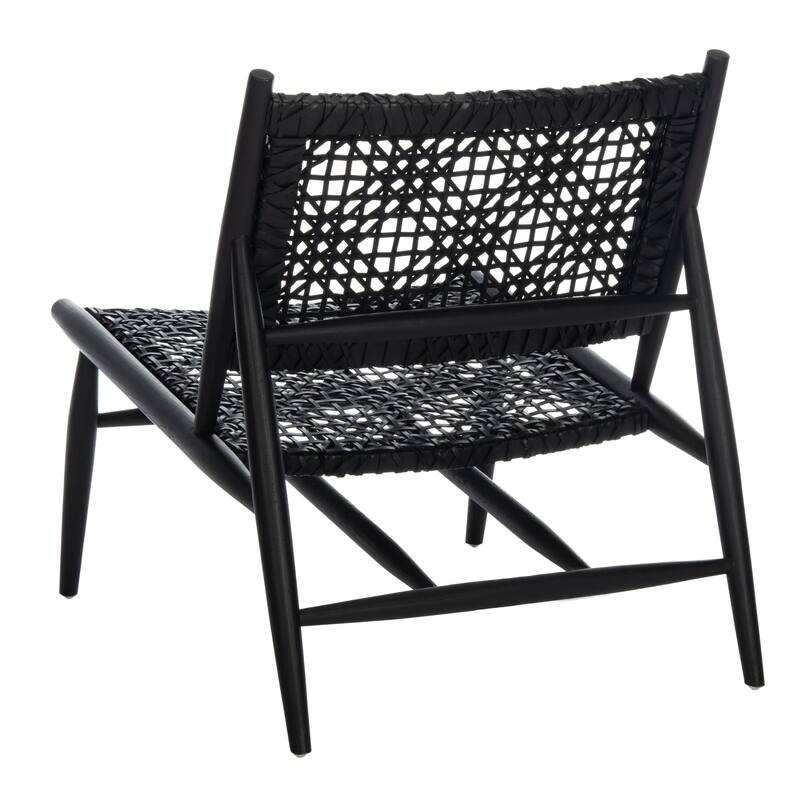 SAFAVIEH Bandelier Open Leather Weave Squared Accent Chair. - 26" W x 32" D x 31" H