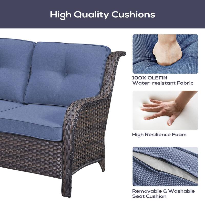 Outdoor Sectional Patio Sofa with Fire Pit Table