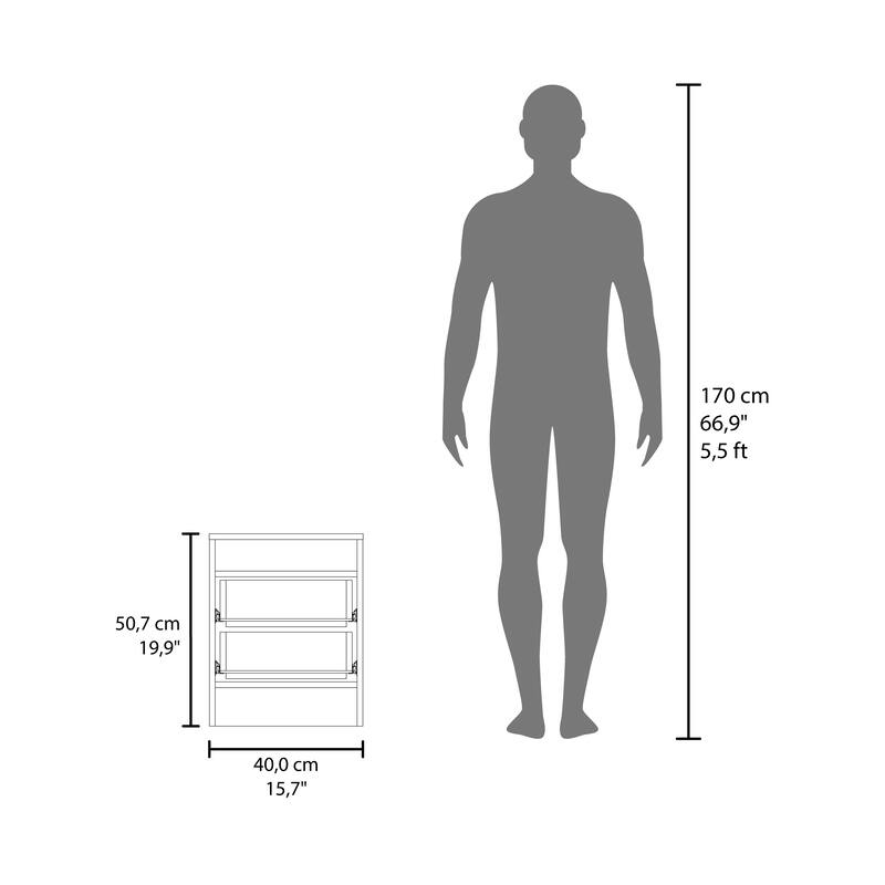 Modern Nightstand with Two Drawers and Open Shelf
