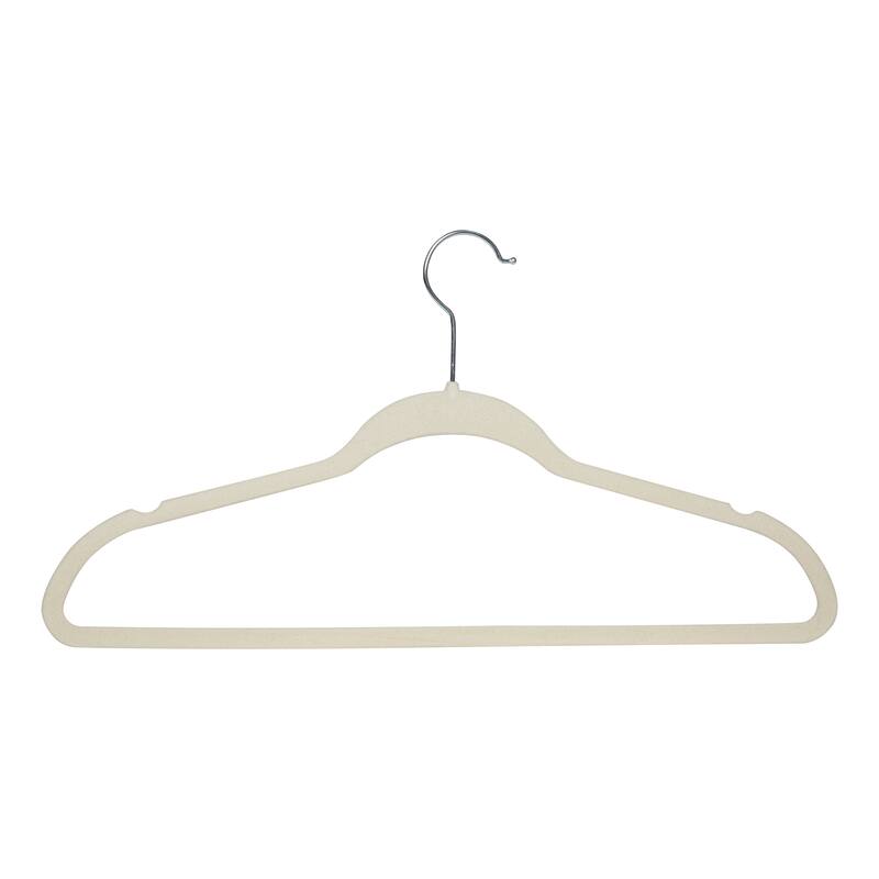 Simplify 25 Pack Slim Velvet Suit Hangers in Ivory - 9"x 17.70" x 0.16"