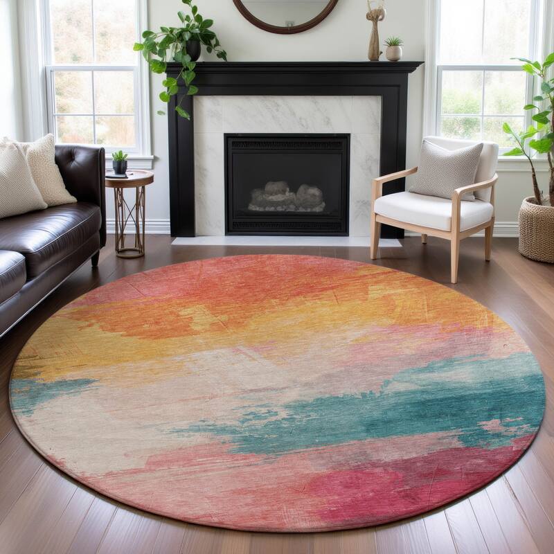 Premium Washable Super Soft Abstract Ombre Mayfield Rug - Pink - 8' x 8'