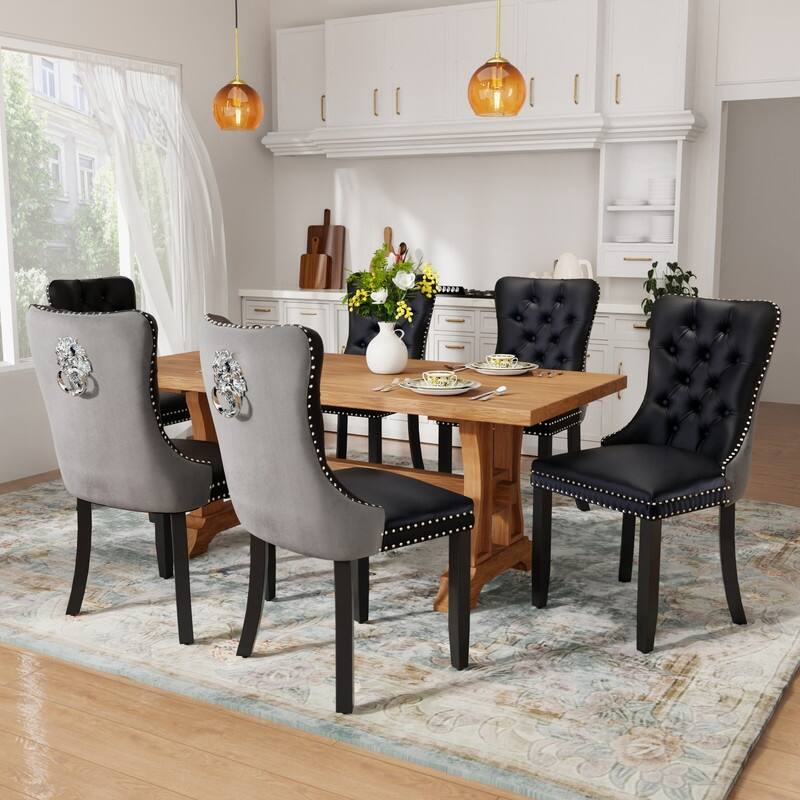 Tufted Naliheads Solid Wood Upholstered Dining Chairs (Set of 2)