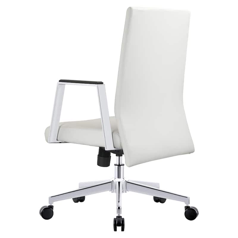 Mid-Back Leather Office Chair in Iron Modern Ergonomic Swivel Lift Tilt Computer Task Chair